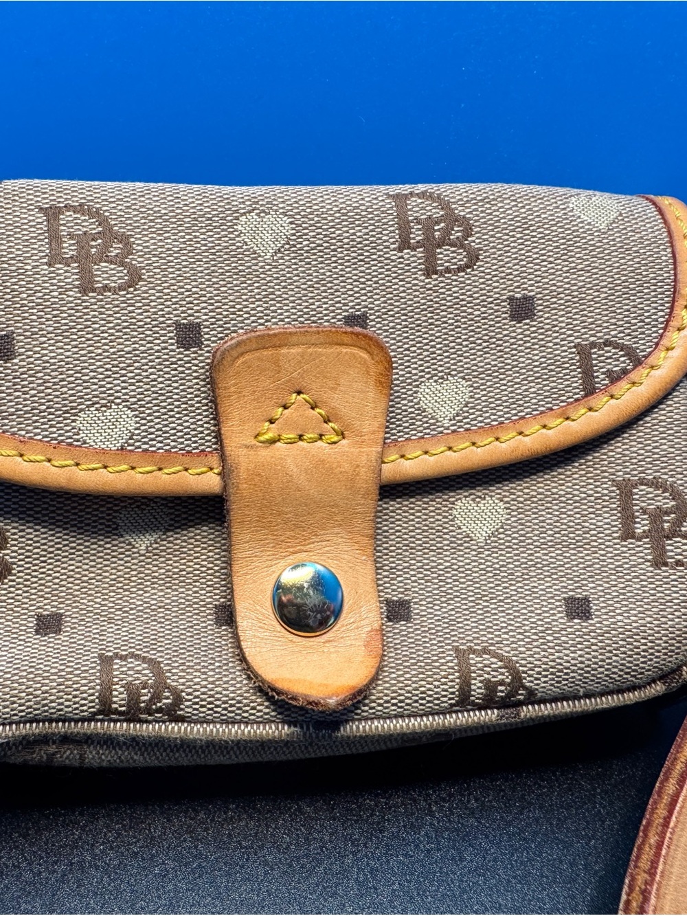 Dooney & Bourke Brown Monogram Canvas Wallet with Tan Leather Trim